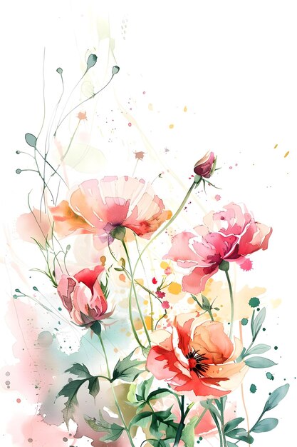 watercolor poppy flower