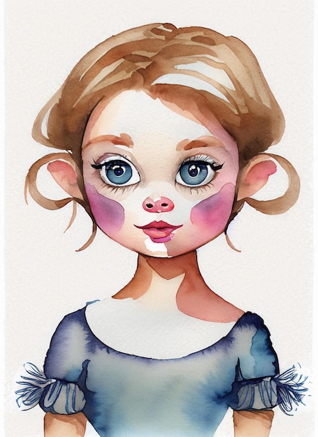 A Watercolor Portrait of A Beautiful Kid