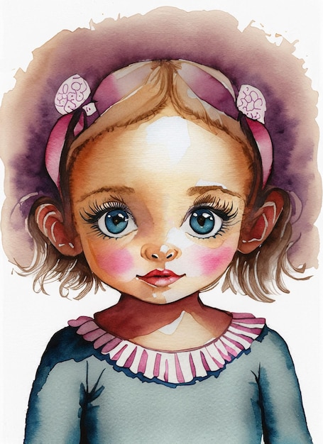 A Watercolor Portrait of A Beautiful Kid