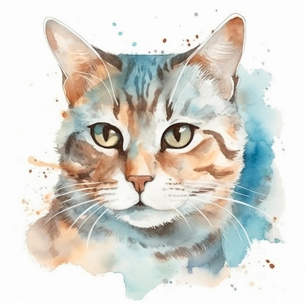 Watercolor portrait of a cat Sketch style illustration For creating posters stickers postcards prints sublimations AI generated