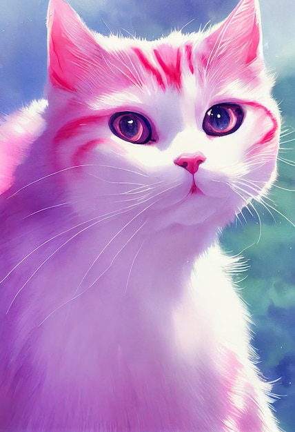 Watercolor portrait of cute burmilla cat