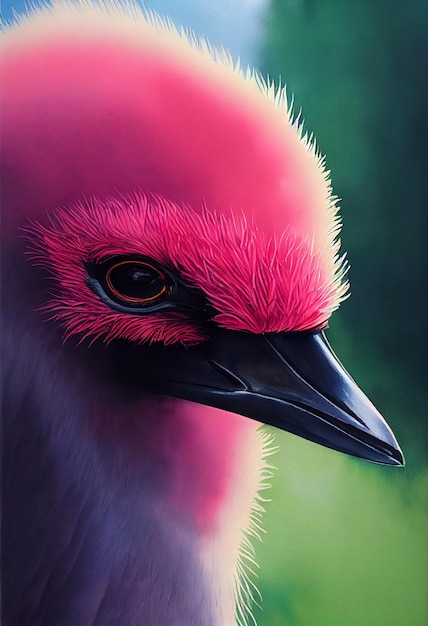 Watercolor portrait of cute emu Australian bird