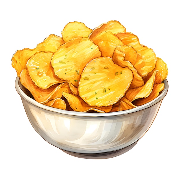 Photo watercolor potato chips ai generated