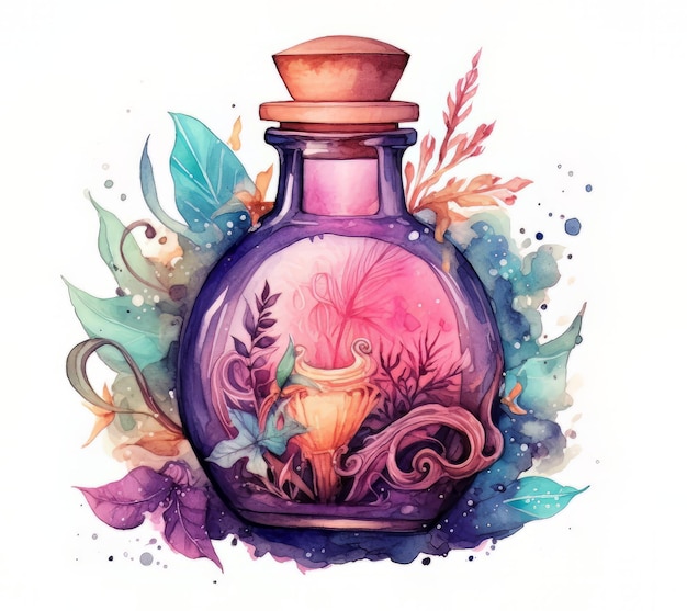 watercolor potion bottle