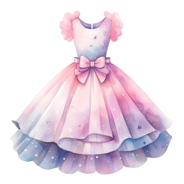 Watercolor princess dress Illustration AI GenerativexA