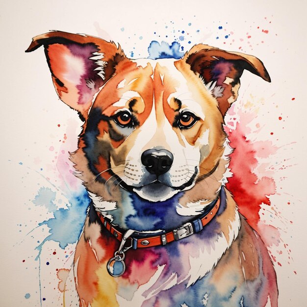 Photo watercolor print of dog