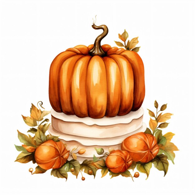 Watercolor pumpkin cake