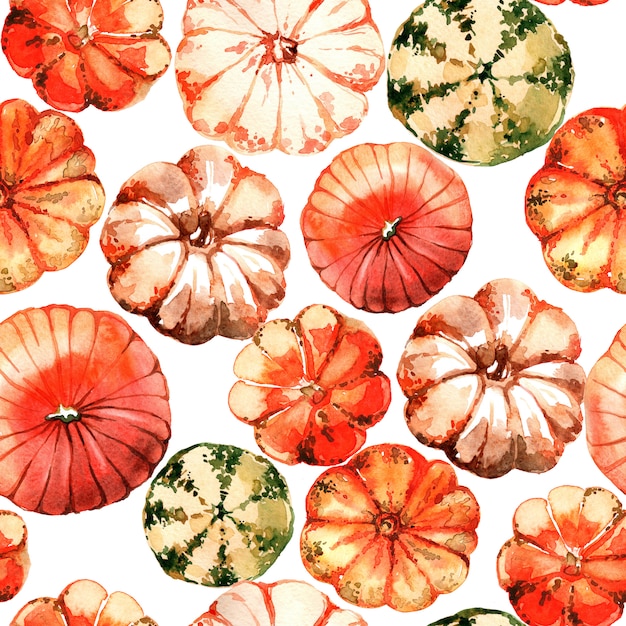 watercolor pumpkin seamless pattern