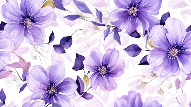 Premium AI Image | watercolor purpel flowers pattern vector illustration