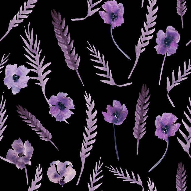 水彩の紫の花のクリップアート 花のクリップアート グリーティング カードの手作りイラスト 壁紙 文房具 ファブリック ウェディング カード 花柄