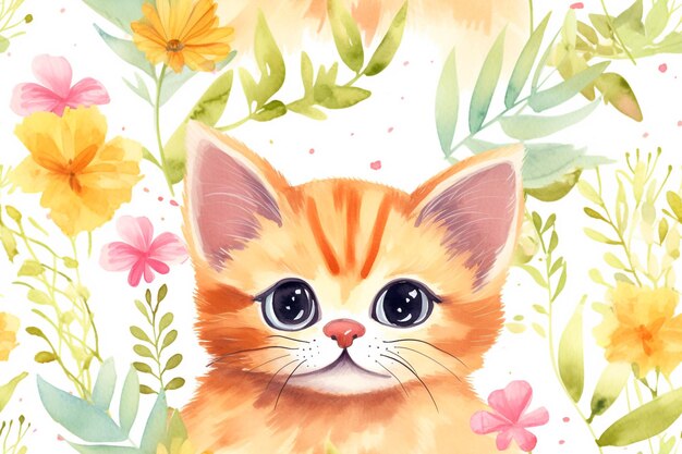 Watercolor purr fection with petal soft kittens