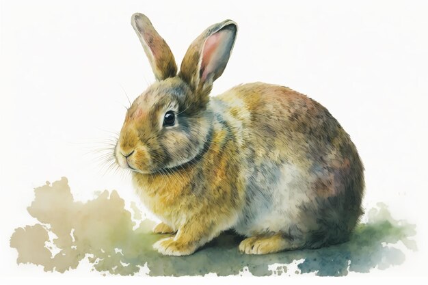 Watercolor rabbit illustration white backgroundGenerative AI