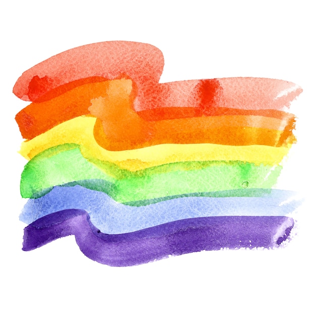 Watercolor rainbow Gay Pride Flag isolated over the white background