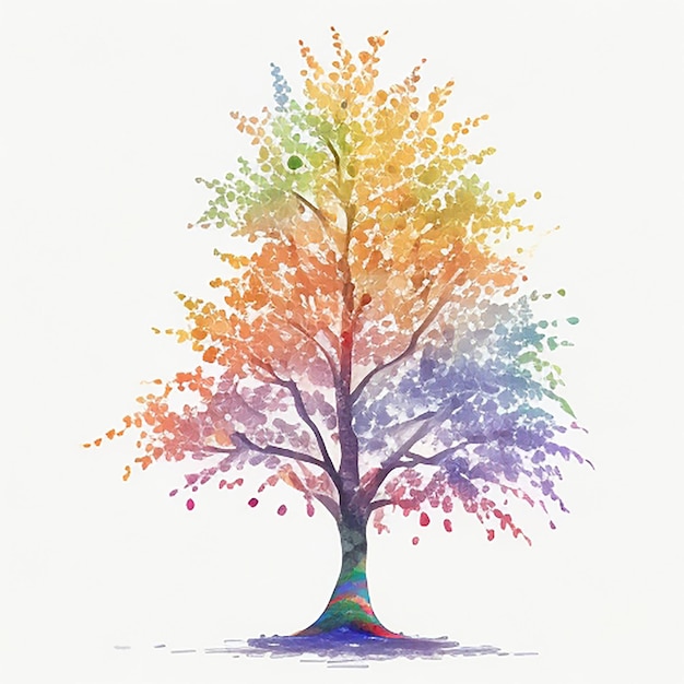 Foto acquerello albero arcobaleno