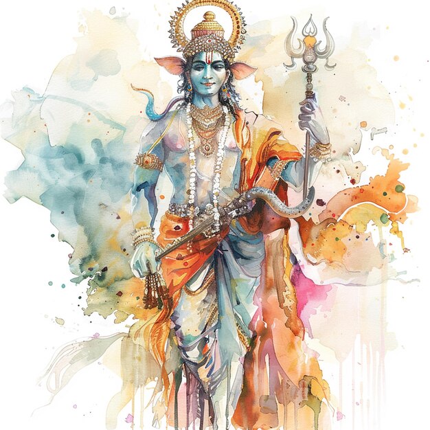 Watercolor ram navami illustration