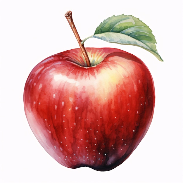 a watercolor of a red apple