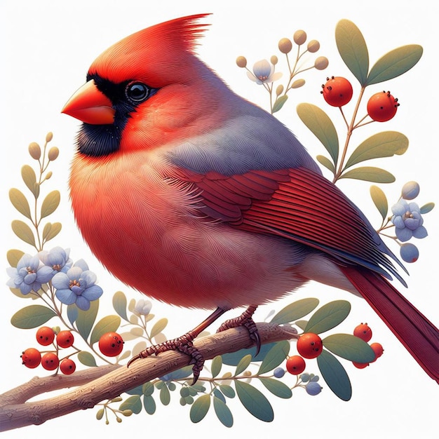 watercolor Red Cardinal Bird clipart