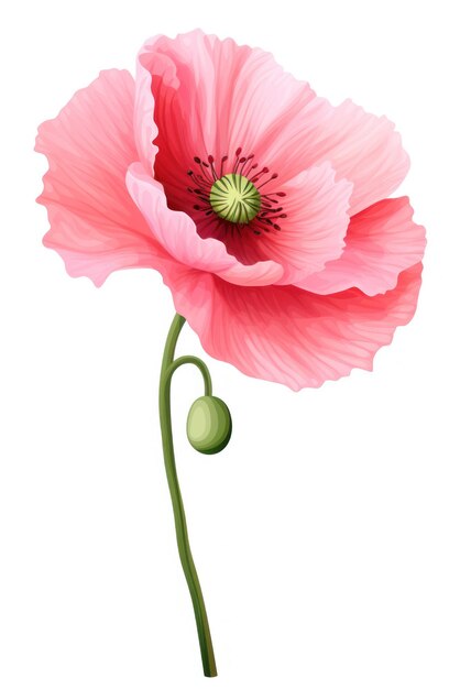 Watercolor red poppy flower isolated