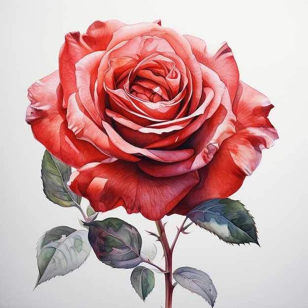 Watercolor Red Rose