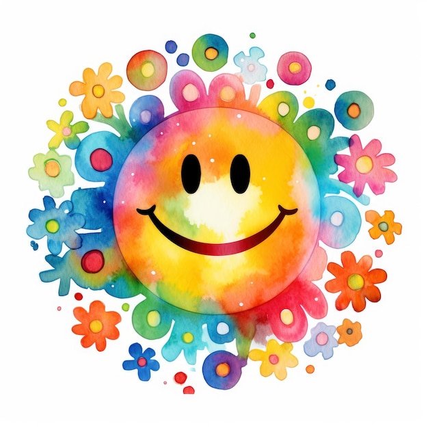 Foto acquerello retro groovy smiley face clipart