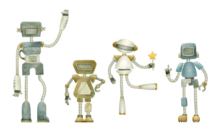 Photo watercolor robots