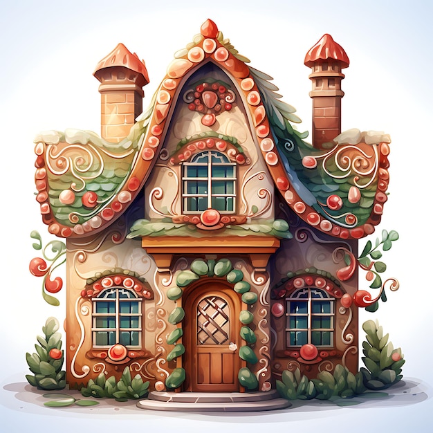 Premium AI Image  Watercolor Room of Haitian Gingerbread House