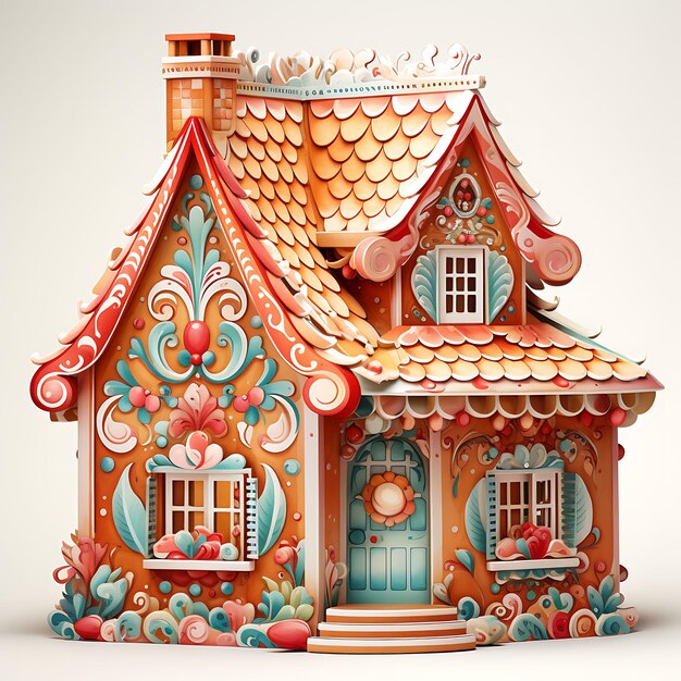 Premium AI Image  Watercolor Room of Haitian Gingerbread House