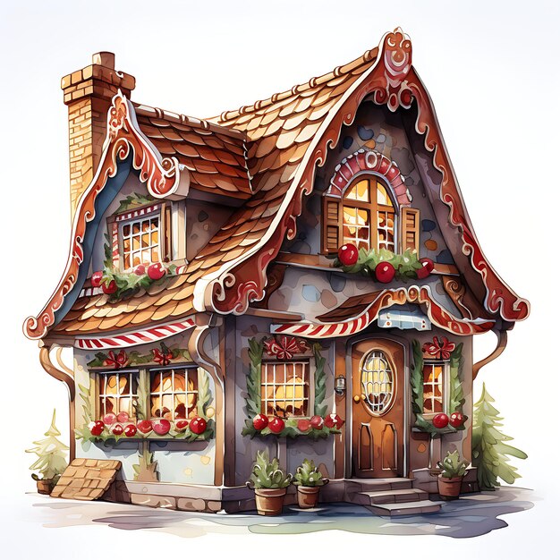 Premium AI Image  Watercolor Room of Haitian Gingerbread House