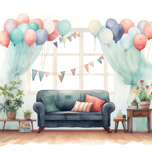 Watercolor Rooms Capturing Joyous Festival Scenes through Colorful Decorations and Themed Transform