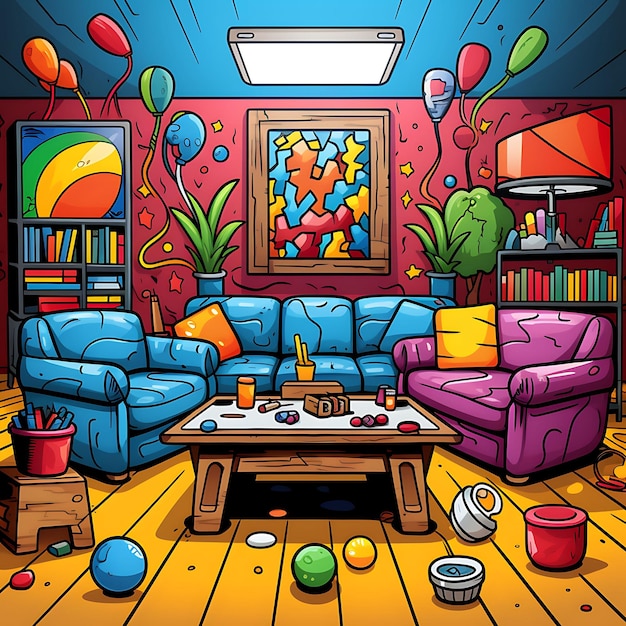 Watercolor rooms capturing joyous festival scenes through colorful decorations and themed transform