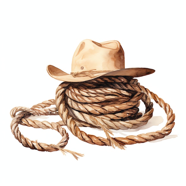 Watercolor Rope Clip Art, Watercolor, Cartoon, Cowboy PNG