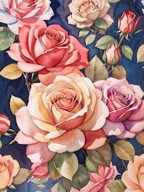 Photo watercolor rose background