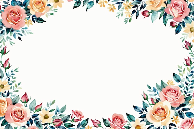 Photo watercolor rose flower frame background