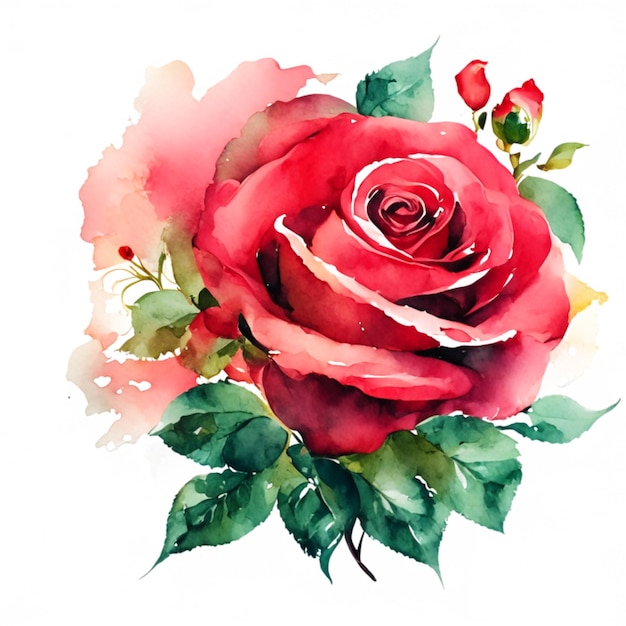 Watercolor Rose flower Illustration Generative AI