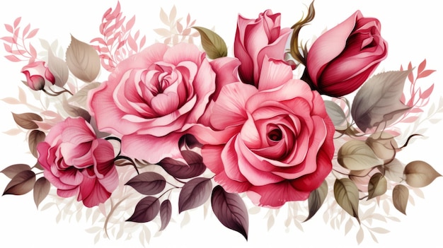 Watercolor Rose Flowers Banner