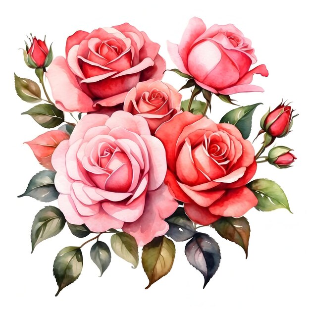 Серия акварелей Роза Коллекция акварелей розы Цветочный акварельный набор Серия рисунков Розы Уат