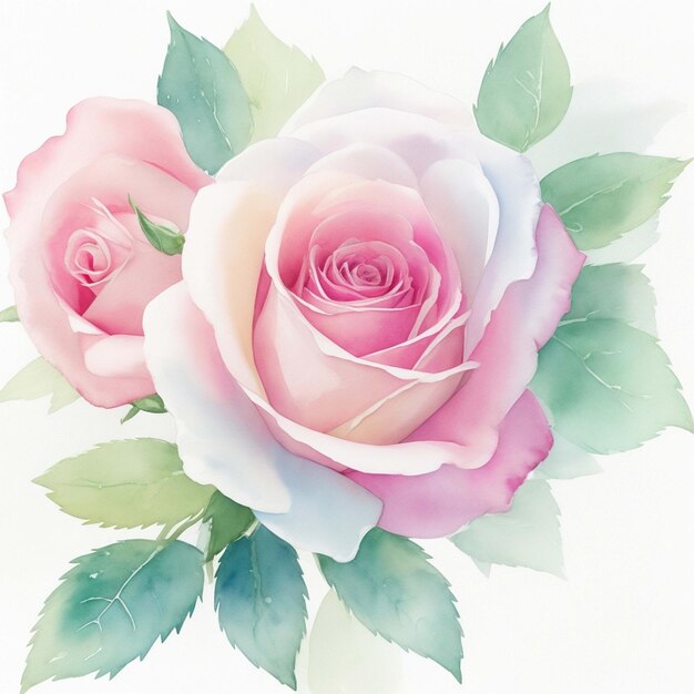 Watercolor rose vector omposition