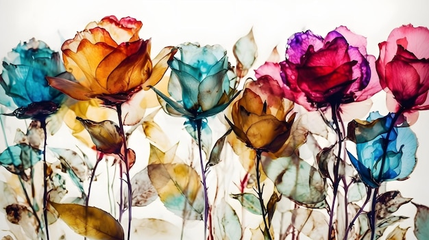 Watercolor roses abstract background design Generative AI