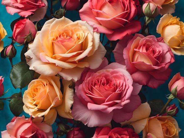 Watercolor Roses Seamless background