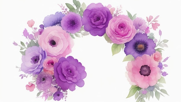 Watercolor round flowers