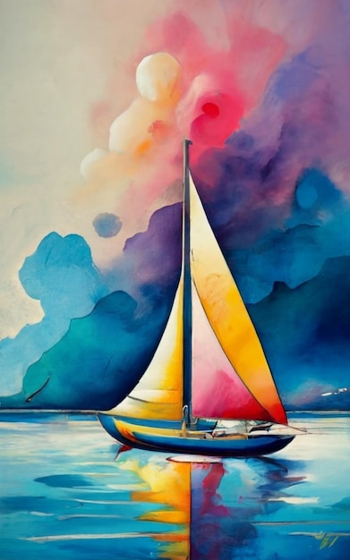 Watercolor sail boat