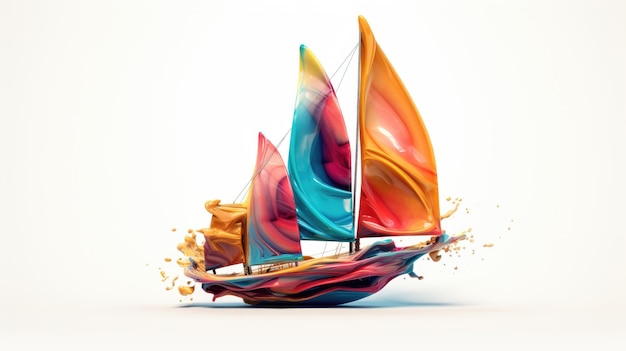 watercolor sailboat on white background HD 8K wallpaper background Stock Photographic Image