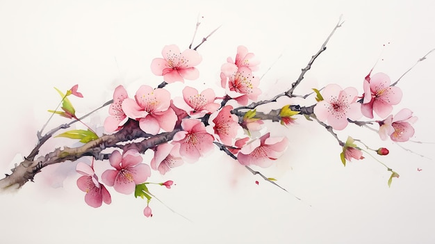 Watercolor sakura branch