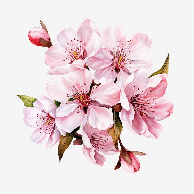 Watercolor Sakura flowers art