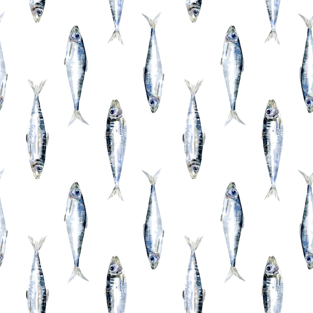 Watercolor sardine pattern
