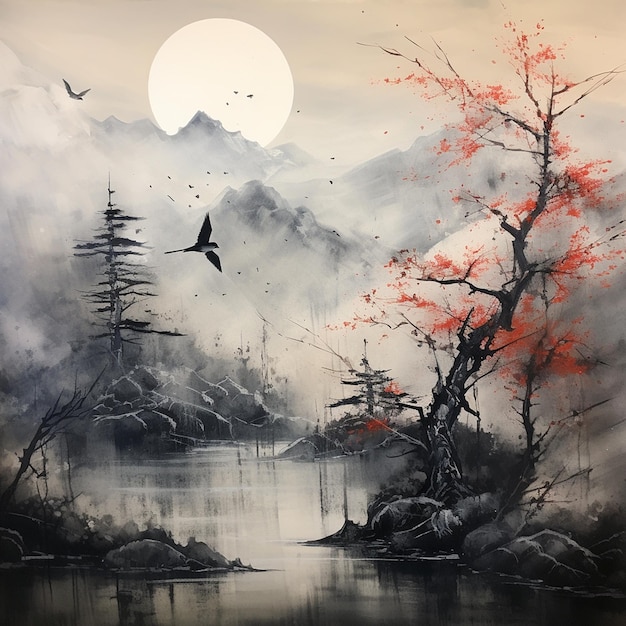 Watercolor scenery japanese old art style edward hopper nighthawks