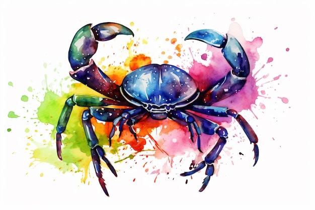 Foto scorpione ad acquerello con spruzzi colorati