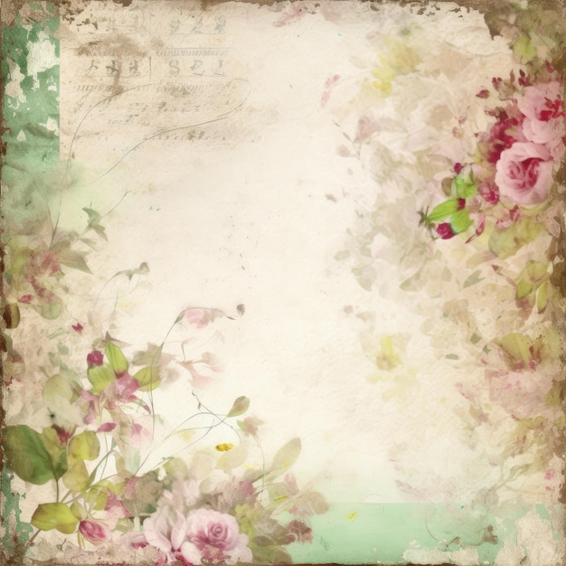 watercolor scrapbooking floral vintage retro background frame hand made print pattern