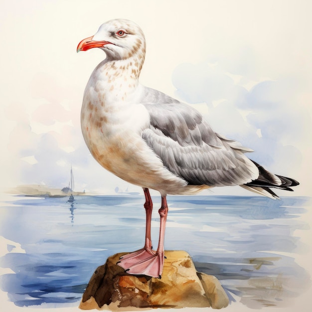Watercolor seagull isolated AI Generated