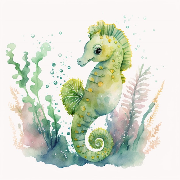 Watercolor Seahorse